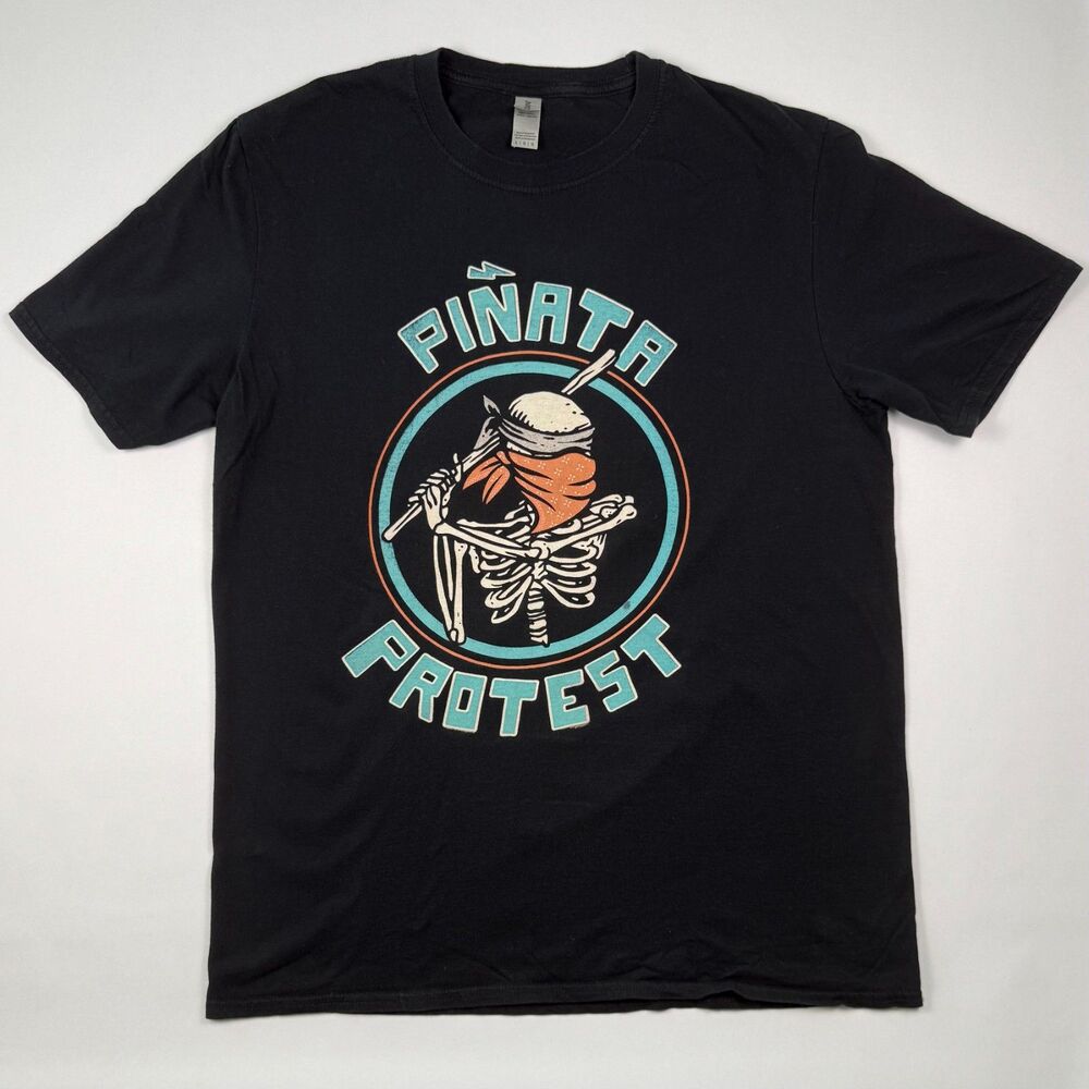 Piñata Protest Band Graphic T-Shirt Large Black Punk Rock Skull Tee